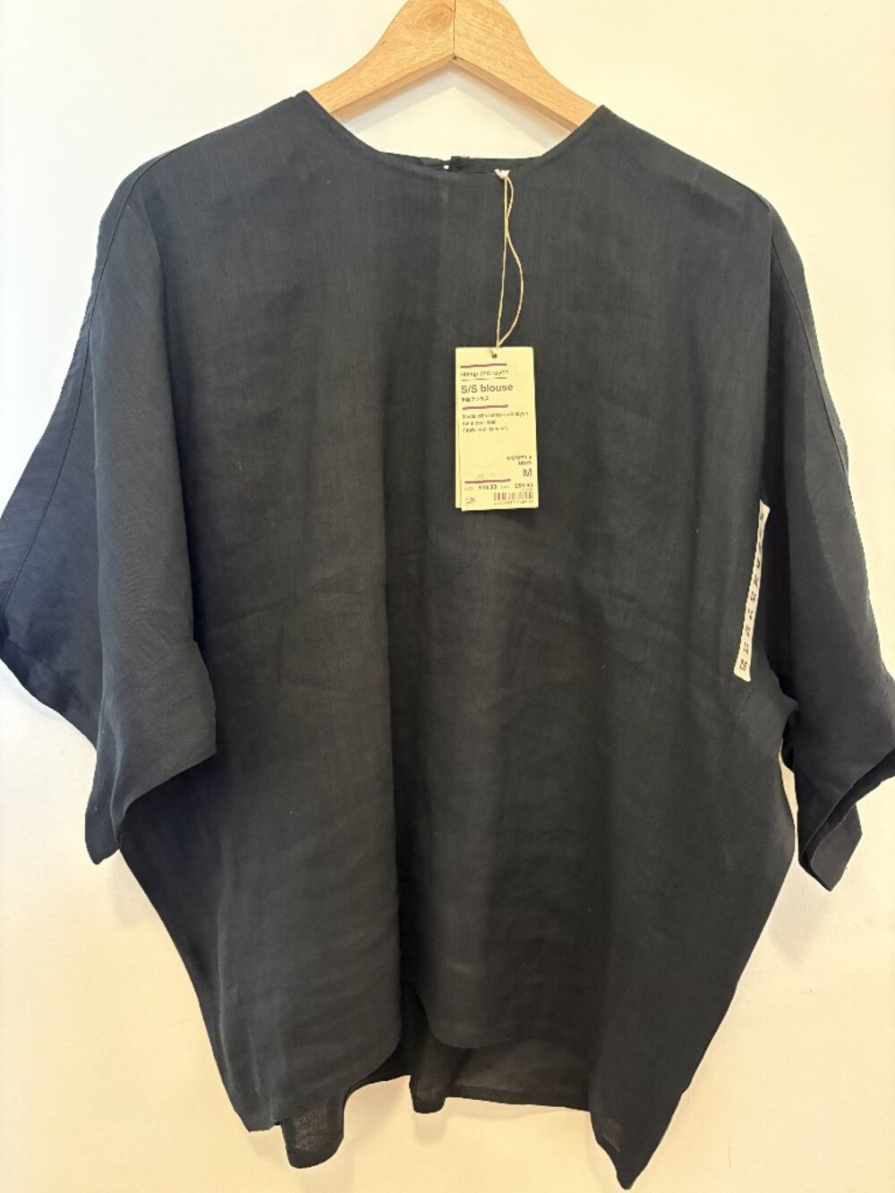 Muji Black Hemp Rayon Blouse